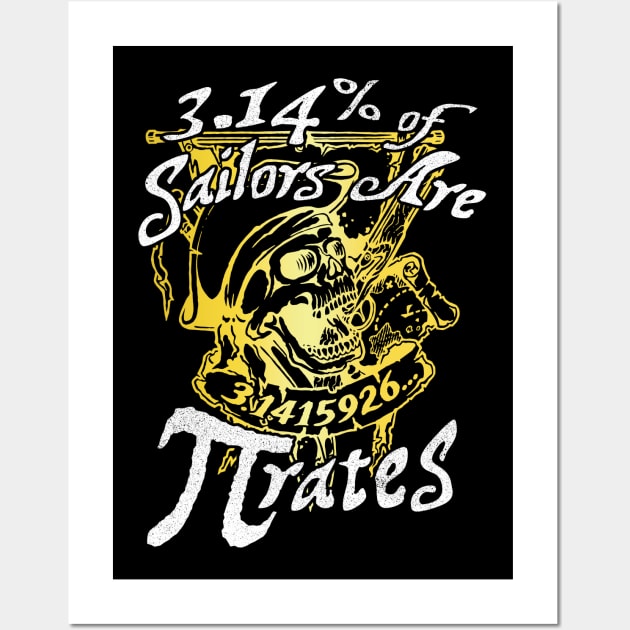 Funny Pi Day Math Humor 3.14% of Sailors Are Pirates Skull Wall Art by andzoo